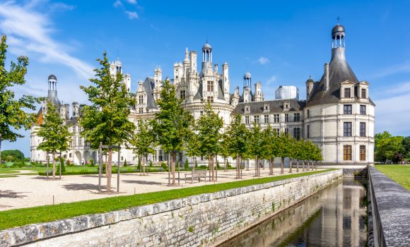 Chambord, France - May 2019: Chambord castle (chateau Chambord) in Loire valley